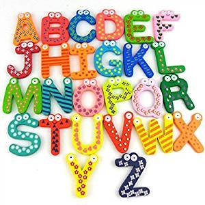 Wooden A-Z Alphabet Letters Fridge Magnets Magnetic Stickers (Set of 26)