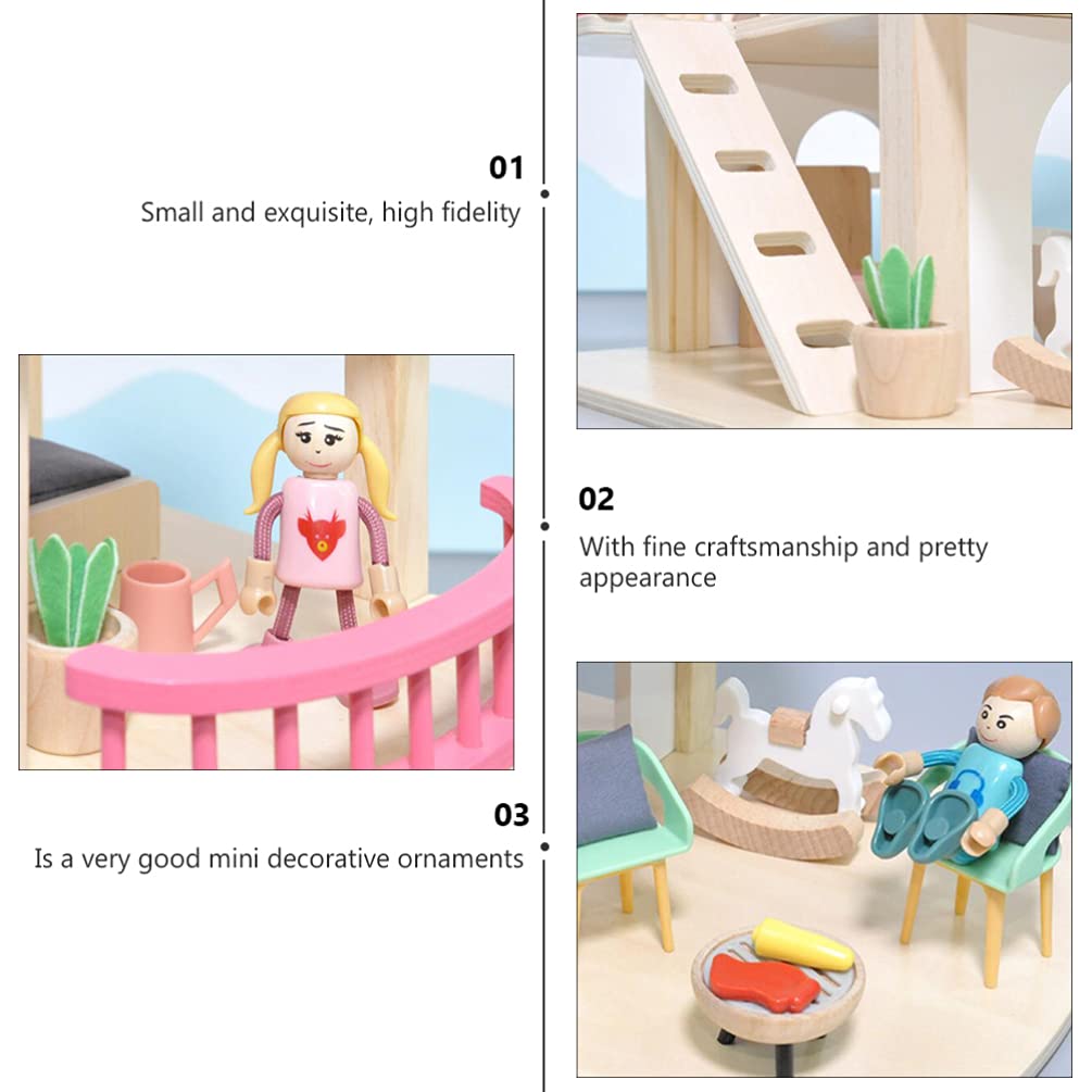 Wooden Doll House Pretend Play Furniture Miniature Toy Set