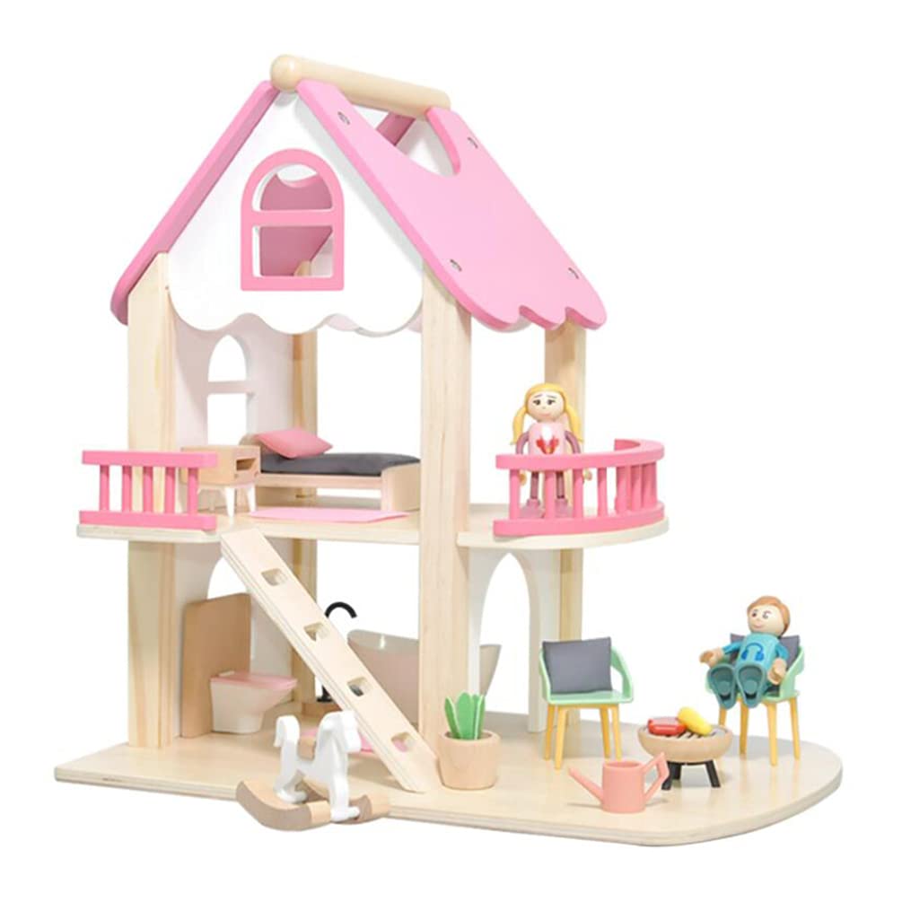 Wooden Doll House Pretend Play Furniture Miniature Toy Set