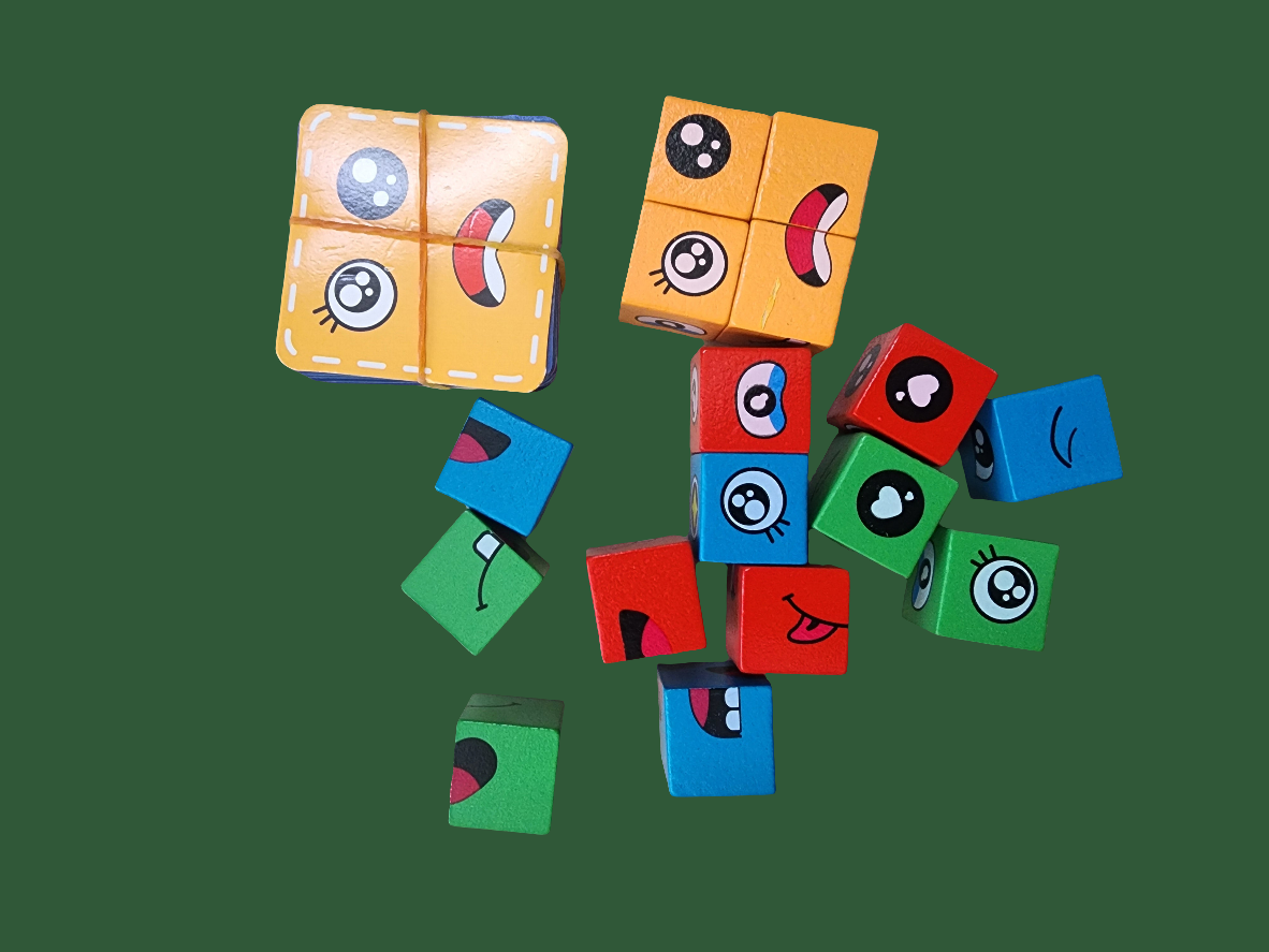 Crazy face puzzle set of 12 blocks