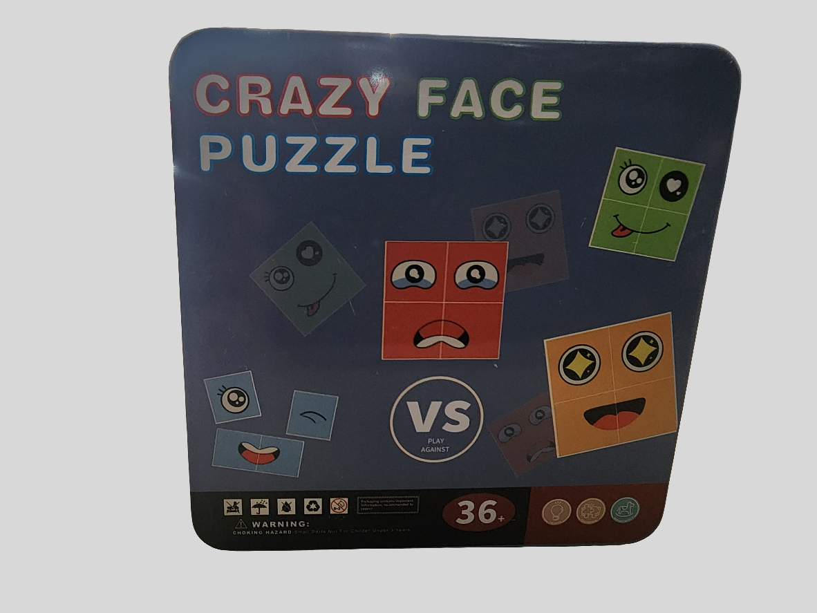 Crazy face puzzle set of 12 blocks