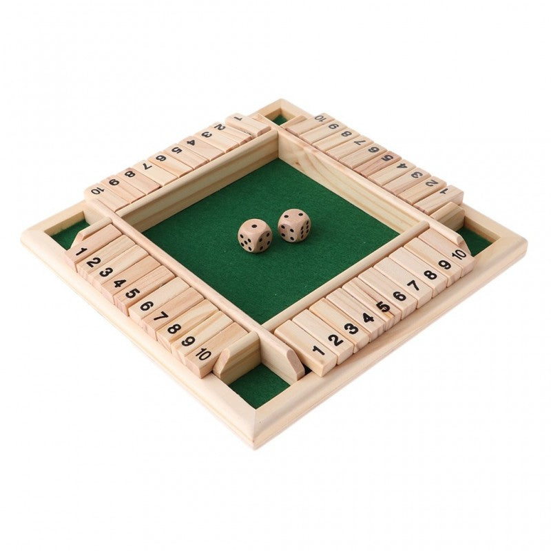 Shut the box - dice board game - 4-sided - 10 number - wooden toy - 4 players