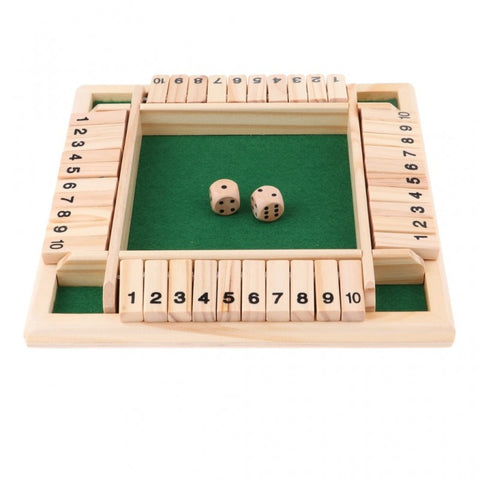 Shut the box - dice board game - 4-sided - 10 number - wooden toy - 4 players