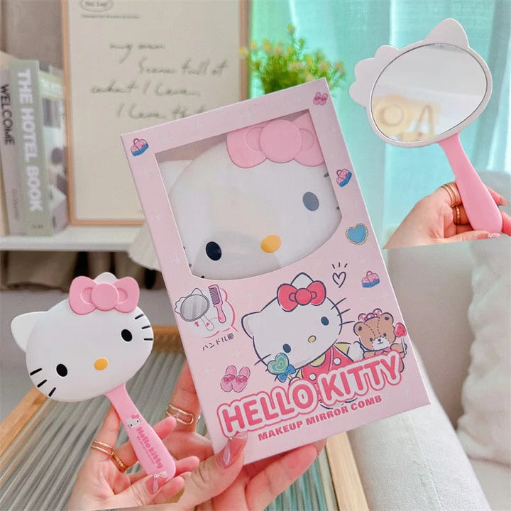 Cute Cartoon Makeup Mirror Comb 🪞