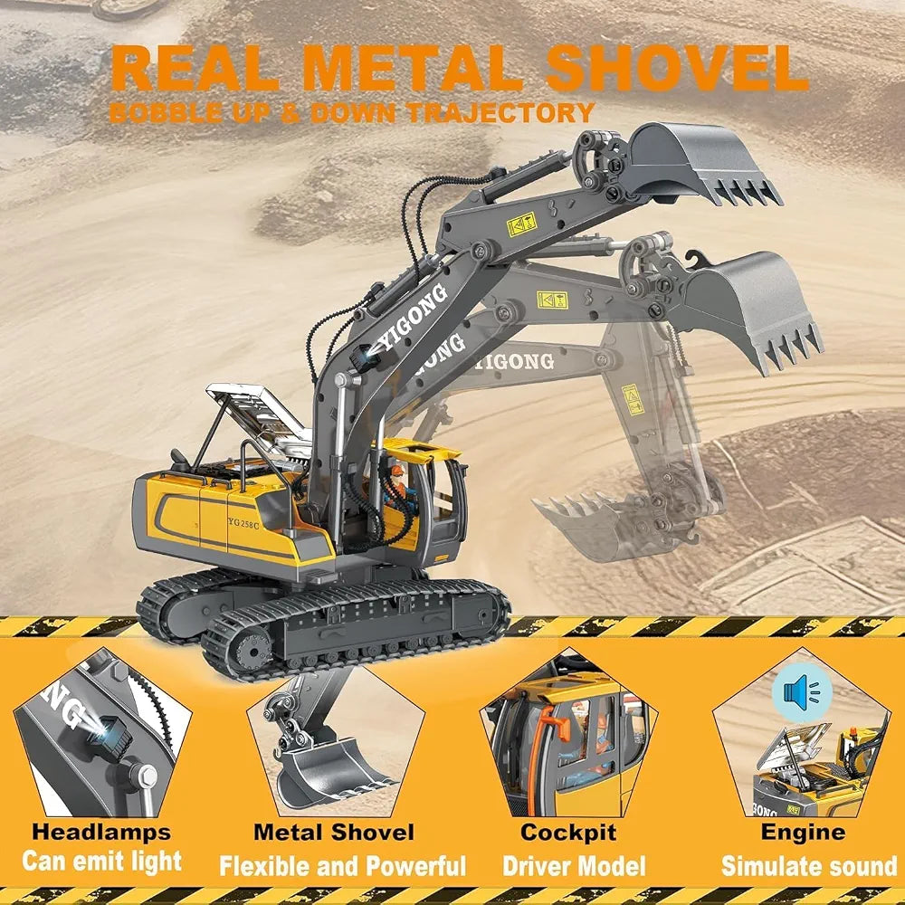 2.4G Remote Control Excavator & Dump Truck Toy Set