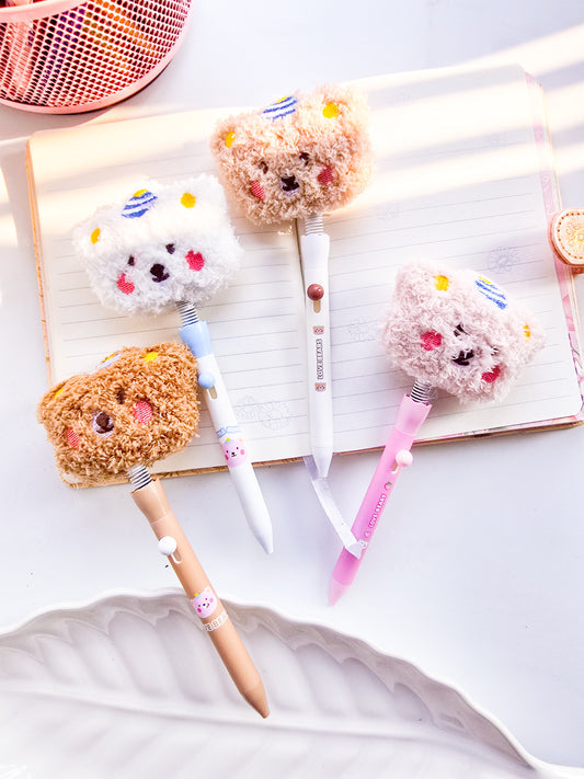 🧸 Fluffy Bear Spring Pen 🖊