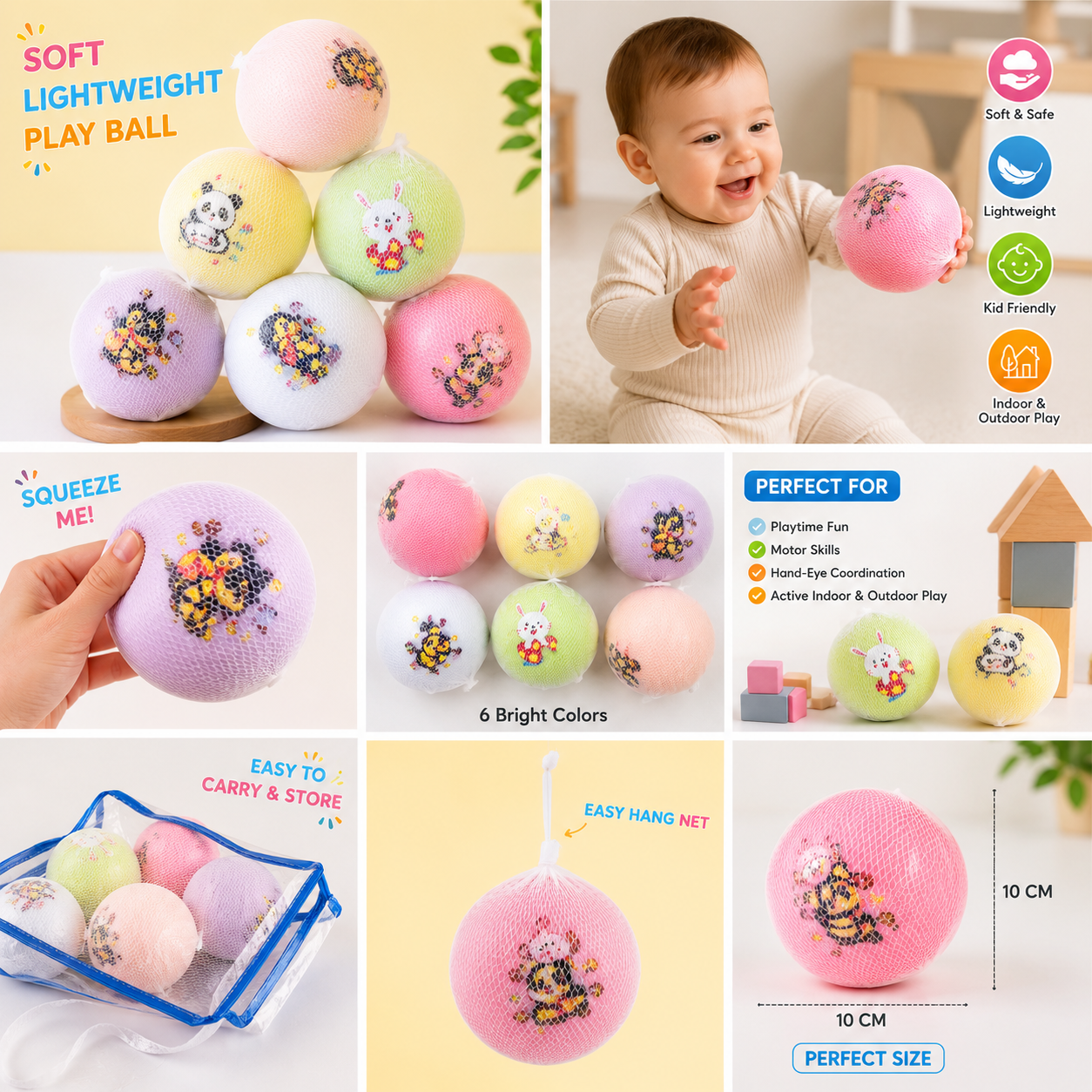 🌈 Cartoon Soft Play Ball for Kids (Each)