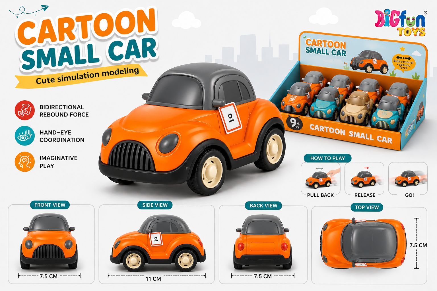 Cartoon Small Pull-Back Car🚗