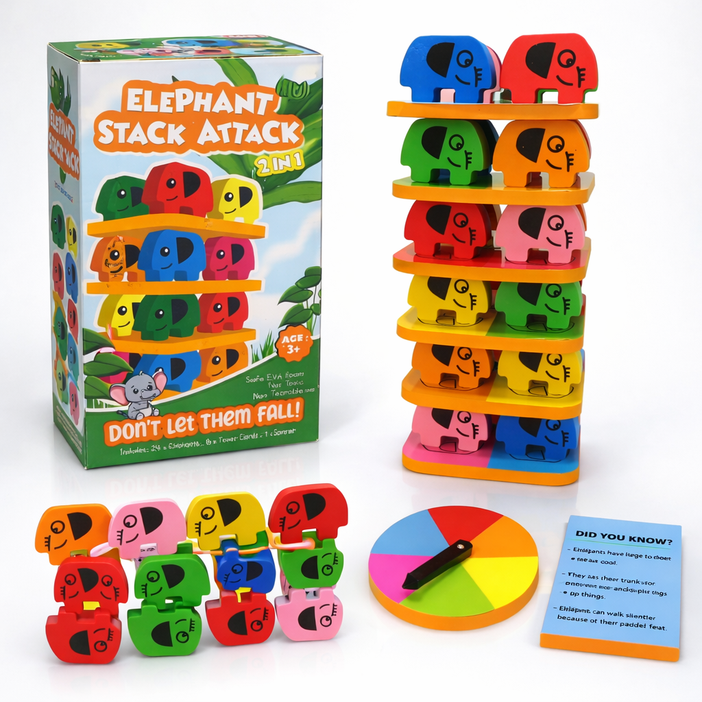 🐘 Elephant Stack Attack – 2 in 1 Balance Game