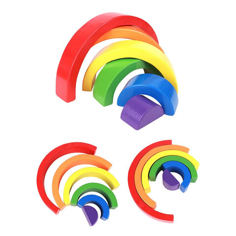 Wooden Rainbow Stacking Blocks Puzzles