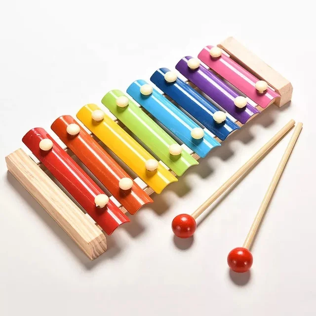 Colorful 8 Different Tones Hand Knock Xylophone with 2 Wooden Mallets