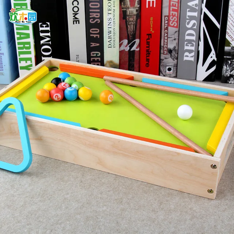 Mini Wooden Table top Pool Table Game. Billiard Table Set with 16 Balls 2 cue 1 Triangle 1 Brush, Wooden Table for Kids Indoor and Outdoor for All Ages