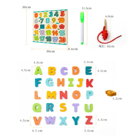 3D Wooden Capital Alphabets/Numbers Puzzle Board