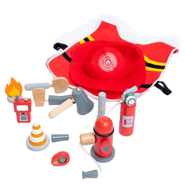 Kids Fireman Fire Fighter Costume Pretend Play Dress-up Toy Set