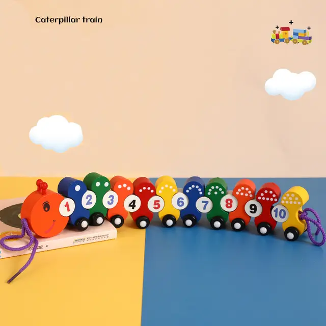 Wooden Number Colorful Digital Caterpillar Train