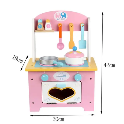 Wooden Kitchen Set Toy Detachable Gas Stove Kitchen Children Play House Educational Toys Cooking Pretend Play Toy for Kids (Love Earth Kitchen)