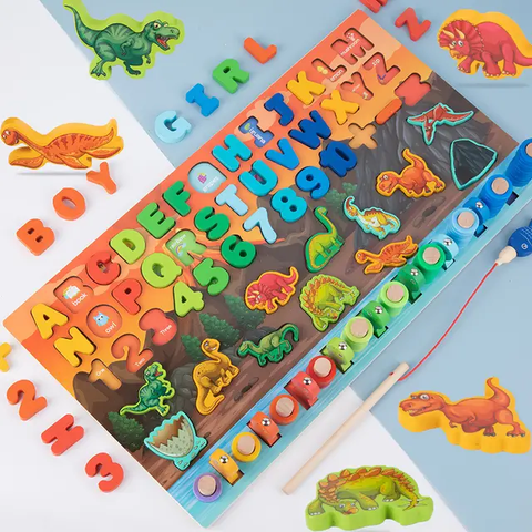 Wooden Magnetic Dinosaur Puzzle for Kids Educational Toy Game for Kids