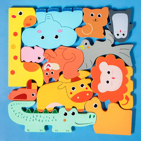 Chunky 3D Pieces Early Age Educational Wooden Jigsaw Puzzles