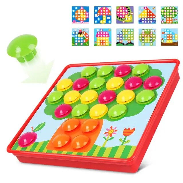 Button Art Toys Crafts for Toddler Activities Game Peg Board Preschool Toys for Kids