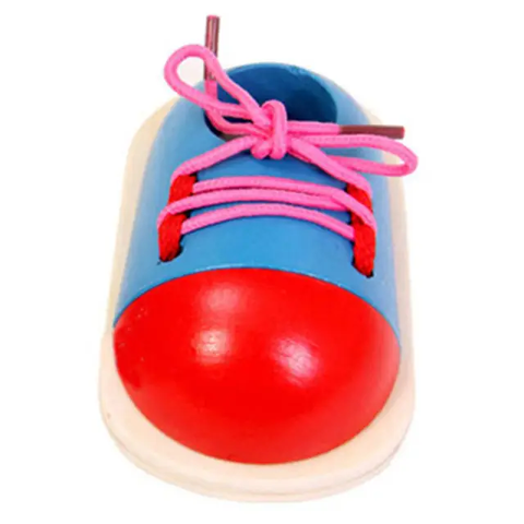 Montessori Educational Wooden Toys Lacing Shoes Teaching Aids