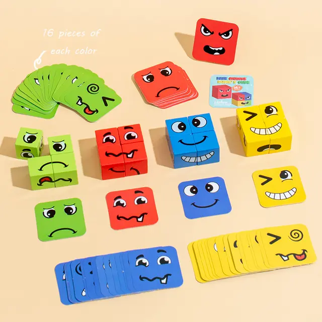 Wooden Face Changing Magic Cube Game