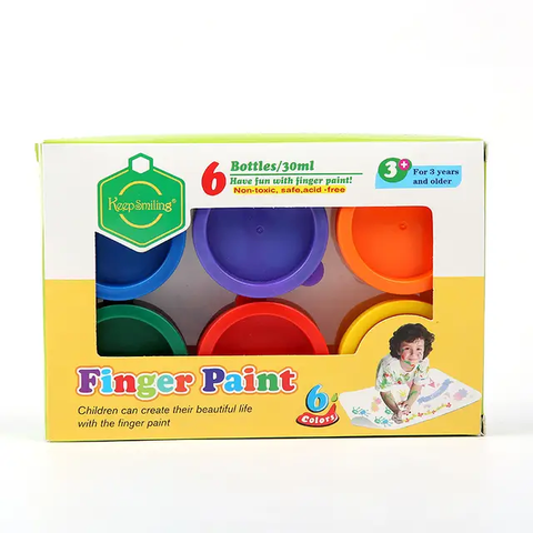 Set of 6 Non Toxic Finger Paint Colour Bottles 30ml with Smooth, Mixable, Washable Paints Colors for Kids And Toddler