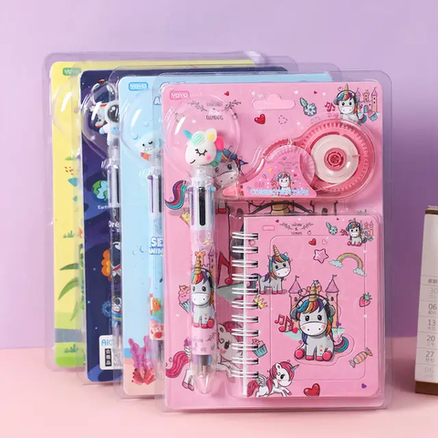  Set of Super Cute Pocket Diary, Pen(6 in 1) and Correction Tape Stationery Items in Stationery Kit