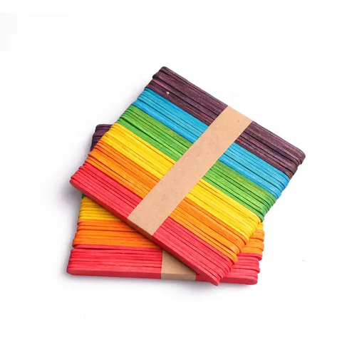 Colored Popsicle Sticks, Colored Wood Craft Sticks, Natural Wooden Popsicle Sticks Lolly Sticks for Arts Crafts, Model Making, Decoration |Small