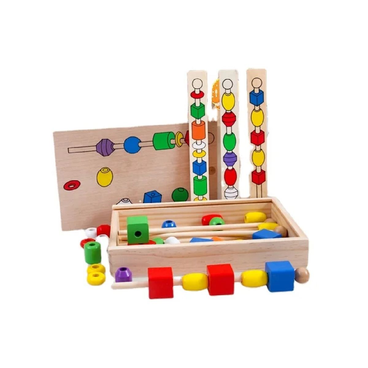 Montessori Building Beads Tower Ring 6 Color for Kids Preschool Toy