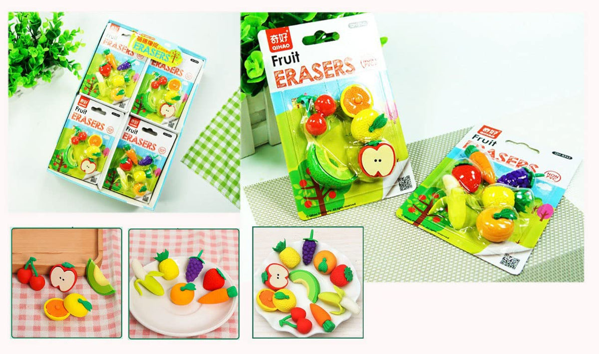 Fruit Shaped Fancy Erasers For Kids Pack Of 5 Erasers