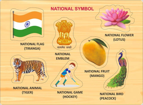 wooden national symbols with picture and learning educational board 